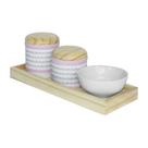 Kit Higiene Slim Pinus Capa Ondinha Rosa Quarto Bebê Menina