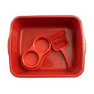 Kit Higienico Gatos Elite Vermelho Bandeja + Pá + Comedouro