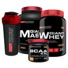 Kit Hipercalórico Giant Mass 3kg + Giant Whey 900g + BCAA 4.5g 250g Tangerina + Coqueteleira Bodybuilders