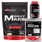 Kit Hipercalórico Waxy Mass 3kg + Waxy Maize 800g Natural + Six 6Lipo Black 120 cáps - Bodybuilders