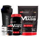 Kit Hipercalórico Waxy Mass 3kg + Waxy Whey 900g + Power Creatina 100g + BCAA 100g + Coqueteleira - Bodybuilders