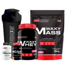 Kit Hipercalórico Waxy Mass 3kg + Waxy Whey 900g + Power Creatina 100g + BCAA 100g + Coqueteleira - Bodybuilders