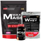 Kit Hipercalórico Waxy Mass 3kg + Whey Protein 500g + BCAA 4,5 100g Bodybuilders