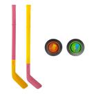 Kit Hockey Com Tacos E Discos Amarelo e Rosa Domni