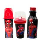 Kit Homem Aranha Garrafinha retro 500 ML , Porta Escova de Dente Infantil e mini shakeira Plasutil