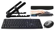 KIT Homeoffice - Suporte Notebook, Teclado e Mouse com fio USB e Apoio para Teclado