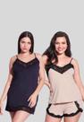 Kit Hope Feminino: Camisola Renda Microfibra + Pijama Short Doll Renda Conforto e Elegância