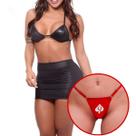 Kit Hotwife Top Mini Saia Cirrê Gargantilha Choker e Calcinha Dama Hotwife Estilo Ousado e Atrevido