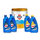 Kit hth multiação estabilizado + 2 maxfloc + 2 solução agua verde para tratamento