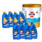 Kit hth multiação estabilizado + 4 maxfloc + 4 solução agua verde para tratamento