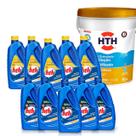 Kit hth multiação estabilizado + 5 maxfloc + 5 solução agua verde para tratamento