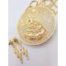 Kit iansã - mandala de iansã cravejada + brincos raio de iansãoxumescapulário de