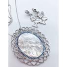 Kit iemanjá rhodium - madrepérola de iemanjá arabesco + brincos