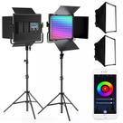 Kit Iluminação 2x Painéis LED Greika LL550RP RGB com Softbox