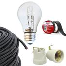 KIT Iluminação Churrasqueira Lâmpada Fio Bocal Suporte Fita KIT Iluminação Churrasqueira Lâmpada Fio Bocal Suporte Fita