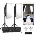 Kit Iluminação Estúdio 2 Softbox 50x70cm + 2 Tripés 1,90m + Lâmpadas 85W Bivolt + Bolsa