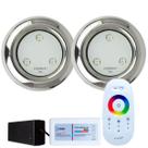 Kit Iluminação Piscina 2 Refletores Led 6w RGB Inox S e Comando