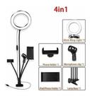 Kit Iluminador Ring Light 20cm Mesa +suporte Celular Tablet