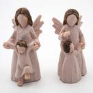 Kit Imagem 1 Anjo da Guarda com Menino e 1 Anjo da Guarda com Menina Resina 6,5 cm