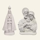 Kit Imagem Nossa Senhora Aparecida e Sagrada Família Auréola Gesso Cru