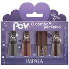 Kit Impala Pov Marcella: 2 Esmaltes, 1 Top Coat e 1 Gloss Labial