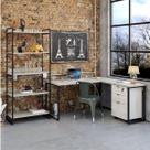 Kit Industrial 3 Peças 1 Escrivaninha em L 1 Estante e 1 Gaveteiro Kuadra