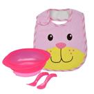 Kit Infantil Alimentação Com Bowl, 2 Talheres E Babador Kit Infantil Alimentação Com Bowl, 2 Talheres E Babador