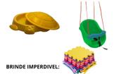 Kit infantil baby colorido 1 tanque jabuti amarelo super resiste e divertido + 1 balanço bebe verde c/ 1 brinde incluso