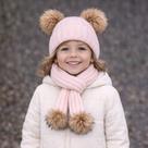 Kit Infantil Bebê Touca Cachecol Pompom Lã Inverno Frio Kit Infantil Bebê Touca Cachecol Pompom Lã Inverno Frio