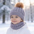 Kit Infantil Bebê Touca Pompom Gorro Cachecol Gola Lã Invern Kit Infantil Bebê Touca Pompom Gorro Cachecol Gola Lã Invern