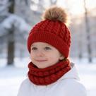 Kit Infantil Bebê Touca Pompom Gorro Cachecol Gola Lã Invern