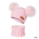 Kit Infantil Bebê Touca Pompom Gorro Cachecol Gola Lã Inverno De Frio Menino Menina Cor:Rosa