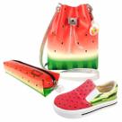 Kit Infantil Bolsa, Tênis e Estojo Melancia, Magicc Kids