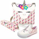 Kit Infantil Bolsa, Tênis e Estojo Unicórnio Feliz, Magicc Kids