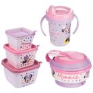 Kit infantil caneca com bico, conjunto 3 potes e pote papinha com amassador Minnie Plasutil Kit infantil caneca com bico, conjunto 3 potes e pote papinha com amassador Minnie Plasutil