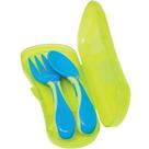 Kit Infantil Com Garfo Colher Estojo Buba Bebê Azul e Verde