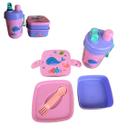 Kit Infantil com Marmita Lancheira e Garrafa 600ml cor:Rosa Baleia