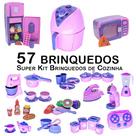 Kit Infantil Comida Geladeira Fogão Microondas Ferro 57p