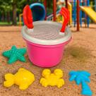 Kit Infantil Completo Brinquedo Com Moldes Forminhas Baldinho de Praia Rosa