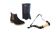 Kit Infantil Cowboy Botina Couro + Berrante + Perneira Country Criança
