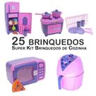 Kit Infantil Cozinha Geladeira Fogão Microondas Panela 25p