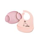 Kit Infantil de silicone com Tigela em Formato de Urso e Babador Bebê Criança Papinha Alimentação
