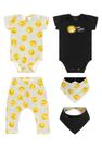 Kit Infantil Elian Body E Calça Saruel Bebê 3 Peças Feminino Amarelo 211300