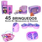 Kit Infantil Geladeira Fogão Caixa Registradora 45pç Kit Infantil Geladeira Fogão Caixa Registradora 45pç