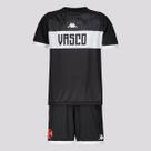 Kit Infantil Kappa Vasco Supporter 2024 Preto e Branco