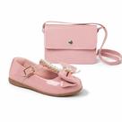 Kit Infantil menina sapatilha macia confortável bolsa transversal injetada