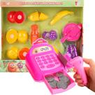 Kit Infantil Mini Caixa Registradora com Acessórios Frutas Legumes Brinquedo Mercadinho Chef de Cozinha Educativo