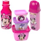 Kit Infantil Minnie Porta Escova Potes e Garrafa 500ml