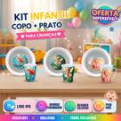 Kit Infantil Prato e Caneca 2 Peças com Personagem Colorido para Crianças Refeições Divertidas Resistentes e Seguras Menino e menina