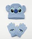 Kit Infantil Touca e Luva Bordado Stitch Disney Tam 4 a 8 Azul